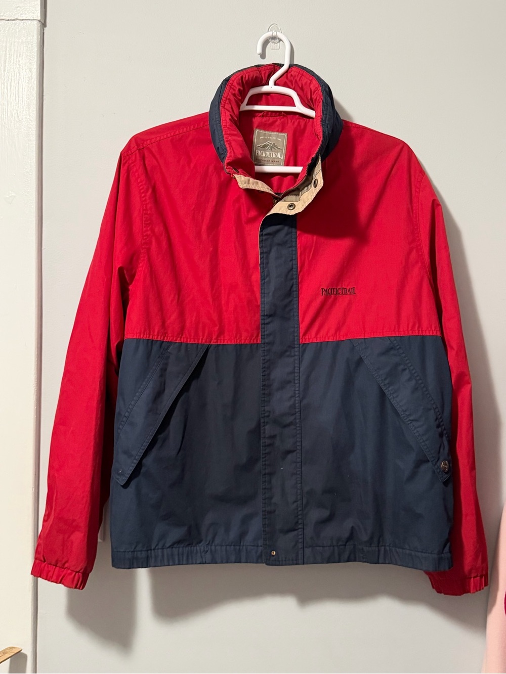 Vintage Pacific Trail Full Zip Windbreaker Jacket Red Blue Size XLarge